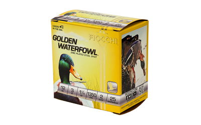 Fiocchi Ammunition Golden Waterfowl, 12 Gauge, 3", #2, Steel Shot, 25 Round Box — photo 3