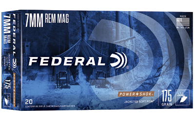 Federal PowerShok, 7MM Remington Magnum, 175 Grain, Soft Point, 20 Round Box