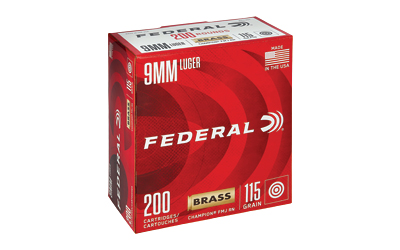 Federal Champion, 9MM, 115 Grain, Full Metal Jacket, 200 Round Box