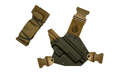 GunfightersINC Kenai Chest Holster, Kydex Shell, Nylon Harness, For Gen 5 Glock 20/21, Gray Shell, Coyote Brown Harness, Right Hand