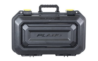 Plano All Weather 2, 2 Pistol Case, Thick-Wall Reinforced Polypropylene Construction, Pluck to Fit Foam, Black and Yellow, 6.8 lbs