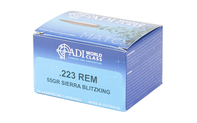 ADI World Class Ammunition Match, Sierra BlitzKing Boat-Tail, 223 Remington, 55 Grain, Brass Cased, 20 Round Box — photo 3