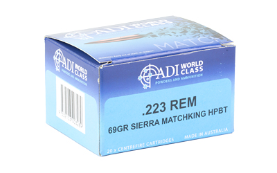ADI World Class Ammunition Match, Sierra HPBT MatchKing, 223 Remington, 69 Grain, Brass Cased, 20 Round Box — photo 2