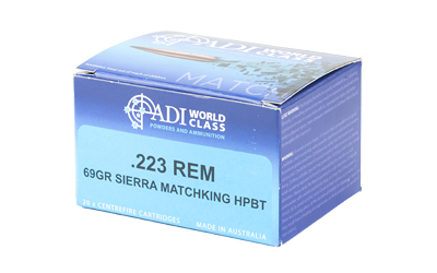 ADI World Class Ammunition Match, Sierra HPBT MatchKing, 223 Remington, 69 Grain, Brass Cased, 20 Round Box — photo 3