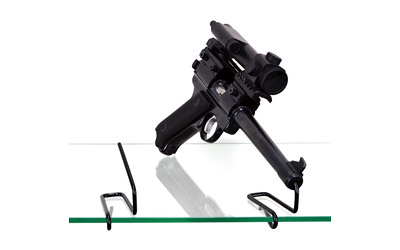 Gun Storage Solutions Handgun Front Kikstands, Vinyl Coated, Fits Guns As Small As .22 Caliber, 1 Per Stand, Attaches To Back of Shelf, Black