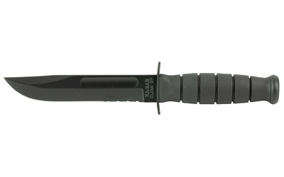 KA-BAR Knives KA-BAR Short, Fixed Blade Knife, 5.25" Blade Length, 9.375" Overall Length, Clip Point, Combo Edge, 1095 Cro-Van/Black Steel