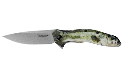 Kershaw Shoreline, Assisted Folding Knife, 3" Drop Point Blade, 8Cr13MoV Blade Steel, 7.15" Overall Length, Silver Stonewash Finish Blade