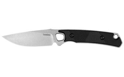 Kershaw Steppe, Fixed Blade Knife, Plain Edge, D2 Blade Steel, Stone Washed Finish, Silver, Polypropylene and Rubber Handle, 3.5" Blade Length