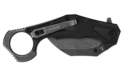 Kershaw Outlier, Assisted Open Folding Knife, 2.6" Karambit Blade, Plain Edge, 8Cr13MoV Steel, Blackwash Finish, Black Handle — photo 2