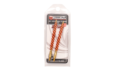 Kleen-Bore Rifle Red Nylon Bore Brush, 2 Pack, Fits .22 Caliber/.223/556, Red