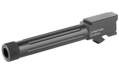 Lone Wolf Distributors AlphaWolf Barrel, 9MM, Salt Bath Nitride Coated, Threaded/Fluted, 416R Stainless Steel, Conversion to 9mm Stock Length
