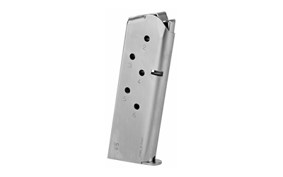 Mec-Gar USA Magazine, 45ACP, 6 Rounds, Fits 1911, Officer, Nickel Finish — photo 2