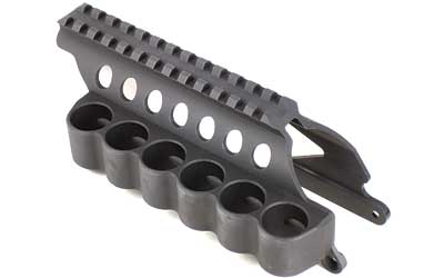 Mesa Tactical 6-Shell Side Saddle, 12 Gauge, SureShell Saddle with Rail, Fits Remington 870, Black