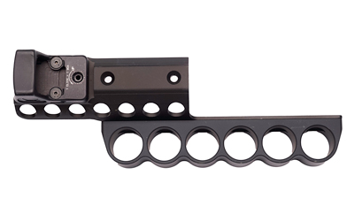 Mesa Tactical SureShell, 6-Shell Side Saddle with Trijicon RMR Mount, Fits Beretta 1301 Tactical 12 Gauge, Aluminum, Matte Finish, Black