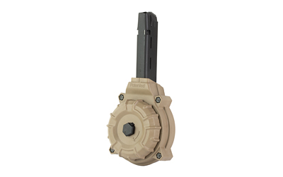 ProMag Industries Magazine, 9MM, 50 Round Drum, Fits Glock 17/19, Polymer, Flat Dark Earth