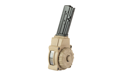 ProMag Industries Magazine, Drum, 5.7X28MM, 55 Rounds, Fits FN Five-seveN USG 5.7x28mm pistol, Polymer Construction, Flat Dark Earth FDE — photo 2