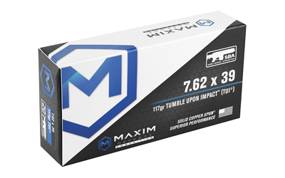 Maxim Defense Industries SBA Short Barrel Ammunition, 7.62X39, 117 Grain, Solid Copper Bullet, TUI (Tumble Upon Impact) Design, 20 Round Box — photo 2