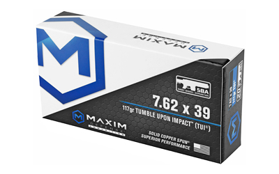 Maxim Defense Industries SBA Short Barrel Ammunition, 7.62X39, 117 Grain, Solid Copper Bullet, TUI (Tumble Upon Impact) Design, 20 Round Box — photo 3