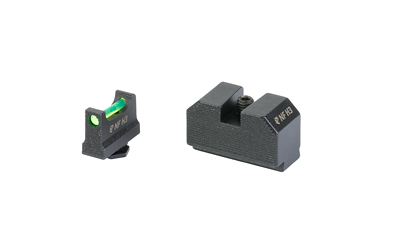 Night Fision Optics Ready Fiber Optic Sights, Green Fiber Optic Front Sight, Black Rear Sight, Fits Glock 17/19/45/47 MOS, RMR/507C/SR/ARCO Height
