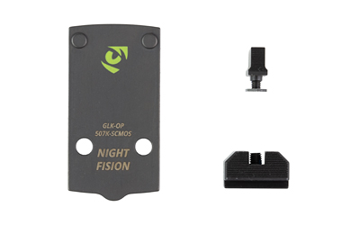 Night Fision Optic Plate + Backup Sight Combo, Black Sights, Holosun 507K Optic Plate, Fits Glock 43X/48 MOS