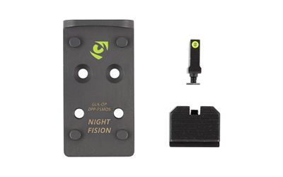 Night Fision Optic Plate + Backup Sight Combo, Yellow Front Night Sight with Black Rear, Leupold DeltaPoint Pro/Sig Romeo Pro Optic Plate