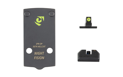 Night Fision Optic Plate + Backup Sight Combo, Yellow Front Night Sight with Black Rear, Holosun 507K Optic Plate, Fits Springfield Hellcat