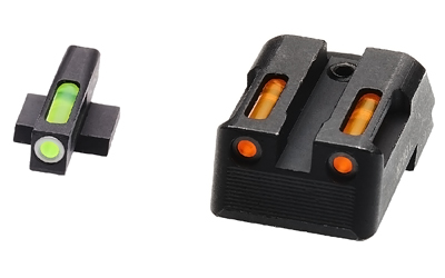 Hi-Viz LiteWave H3 Tritium/Litepipe Night Sights, Fits All Kimber 1911 Models with Fixed Sights, Green Front w/White Front Ring, Orange Rear