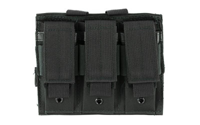 NcSTAR Triple Pistol Magazine Pouch, Nylon, Black, MOLLE Straps for Attachment, Fits Three Standard Capacity Double Stack Magazines