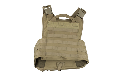NcSTAR Plate Carrier Vest, Nylon, Tan, Size Medium-2XL, Fully Adjustable, PALS/ MOLLE Webbing, Compatible with 10" x 12" Hard Plates