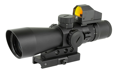 NcSTAR 3-9X42 Scope with Micro Dot, 3-9X Magnification, 42mm Objective Lens, Black, 3 MOA Red Dot, Fits Weaver/ Picatinny Rails