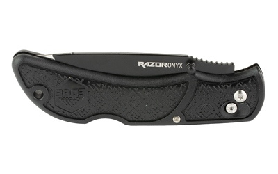 Outdoor Edge Razor Onyx, Folding Knife, Plain Edge, 3.5" Blade Length, Includes (3) Drop Point Blades, Matte Finish, Black Grivory Scales — photo 3