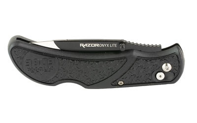 Outdoor Edge Razor Onyx, Folding Knife, Plain Edge, 3" Blade Length, Includes (3) Drop Point Blades, Matte Finish, Black Grivory Scales — photo 3