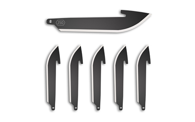 Outdoor Edge Razor EDC Blades, Plain 2.5" Blades, Drop Point, 420J2 Stainless Steel, Black Oxide Finish, 6 Pack