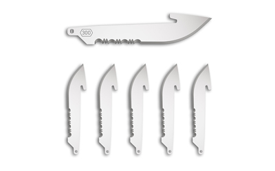 Outdoor Edge Razor EDC Blades, Serrated 3" Blades, Drop Point, 420J2 Stainless Steel, 6 Pack
