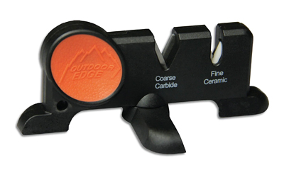 Outdoor Edge EdgeX 2-Stage, Knife Sharpener, Tungsten Carbide/White Alumina-Ceramic Sharpening Stones, Zytel Handle, Black and Orange