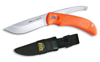 Outdoor Edge SwingBlaze, Fixed Blade Knife, Plain Edge, Aus-8 Stainless Steel, Orange Handle, 3.6" Skinning Blade and 3.2" Gutting Blade