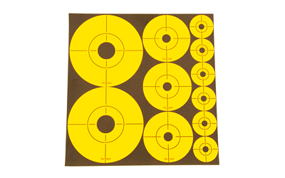 Pro-Shot Products Bullseye Target, Assorted 1"/2"/3" Bullseyes, 10 Sheets, Orange/Black — photo 2