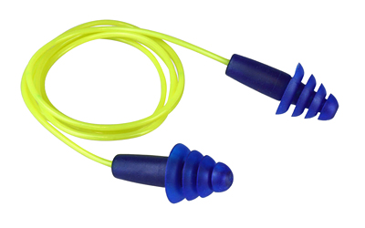 Radians Resistor II Reusable Corded Ear Plug, 2 Pair, NRR 27, 4 Flange Tapered Shape, Aqua