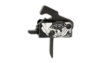 Rise Armament Super Sporting Trigger, Live Free or Die, Flat Trigger, Anodized Finish, Black and White, Includes Anti-Walk Pins