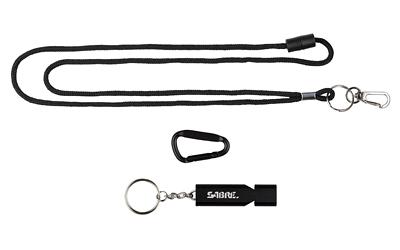 Sabre Emergency Safety Whistle, Keychain, Matte Finish, Black, Includes Lanyard, Carabiner Clip — photo 2