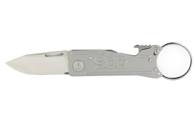 SOG Knives & Tools KeyTron, Folding Knife, 1.8" Straight Edge Clip Point, Black Kraton Handle, 5Cr15MoV Steel, Satin Finish, Gray