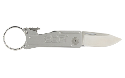 SOG Knives & Tools KeyTron, Folding Knife, 1.8" Straight Edge Clip Point, Black Kraton Handle, 5Cr15MoV Steel, Satin Finish, Gray — photo 2