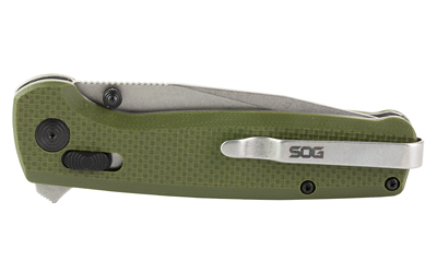 SOG Knives & Tools Terminus XR, Folding Knife, 2.95" Straight Clip Point, Olive Drab Green G10 Handle, D2 Steel, Stonewashed Finish, Silver — photo 3