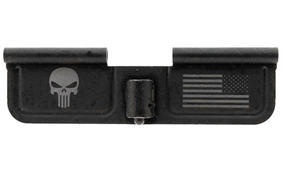 Spike's Tactical Ejection Port Door, Punisher & Flag Engraving, Black Finish