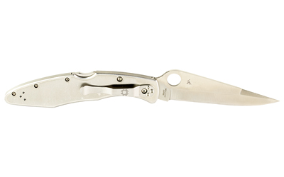 Spyderco Police, 4.125" Folding Knife, Clip Point, Plain Edge, VG10/Satin, Stainless, Circle Thumb Hole/Pocket Clip — photo 2