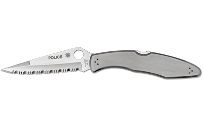 Spyderco Police, 4.125" Folding Knife, Clip Point, SpyderEdge Edge, VG10/Satin, Stainless, Circle Thumb Hole/Pocket Clip