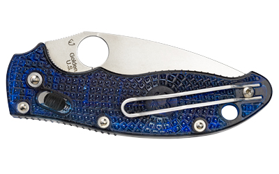 Spyderco Manix 2, 3.37" Folding Knife, Drop Point, Plain Edge, CTS BD1N, Translucent Blue FRCP, Circle Thumb Hole/Pocket Clip — photo 2