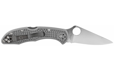 Spyderco Spyderco, Delica4, Lightweight, 2.875" Folding Knife, VG10/Satin, Plain, Clip Point, Circle Thumb Hole/Pocket Clip, Grey FRN, Box — photo 2