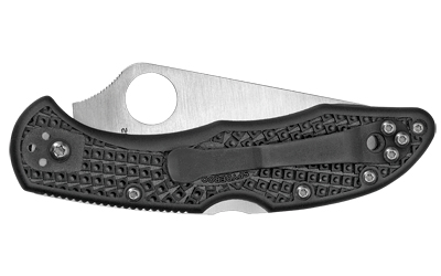Spyderco Delica 4, Lightweight, 3" Folding Knife, Spear Point, Combo Edge, VG10/Satin, Black FRN, Circle Thumb Hole/Pocket Clip — photo 2