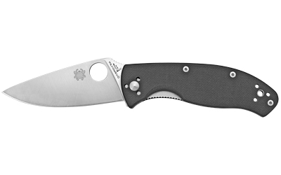 Spyderco Tenacious, 3.39" Folding Knife, 8Cr13MoV/Satin, Plain, Circle Thumb Hole/Pocket Clip, Black G10, Box